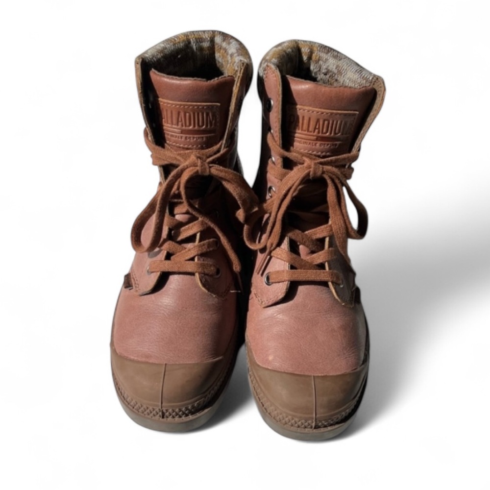 Palladium Pampa Hi Knit Women’s Brown Leather  Boots Sz 7.5 SOLD OUT ONLINE